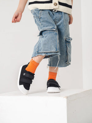 Be Lenka Canvi Kids Black White — детски barefoot патики со Велкро лепенки, wide toe box