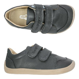 Elf Marathon Khaki – детски босоноги кожни патики Bar3foot со два чичака, каки боја, поглед одозгора и од страна